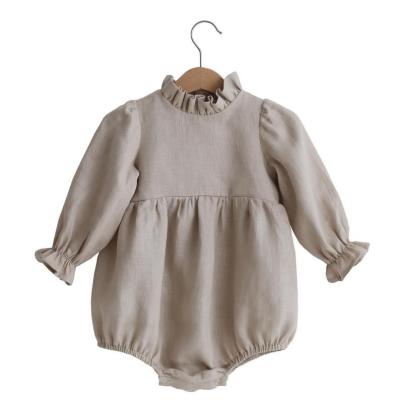 China Substantial Washable Breathable Eco-Friendly Babies Romper Customize Label Baby Clothes Organic Cotton Bamboo Ribbed Baby Clothing Newborns Full Bodysuit OEM Beige for sale