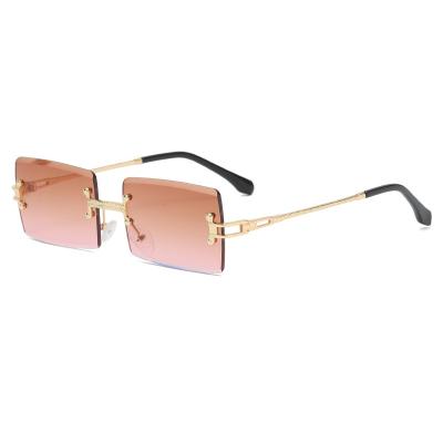 China Fashion Sunglasses Shape Classic Polarized Lenses Lentes UV De Sol Lens Metal Retro Wholesale Cheetah Rimless Sunglasses for sale