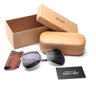 China Wholesale Fancy Oversized Bamboo Wood PU Sunglasses Leather Hard Eyewear Metal Cases Gift Box With Custom Logo for sale