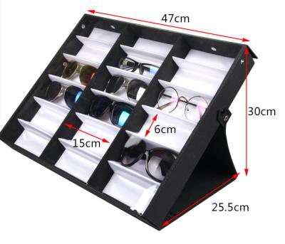 China Microfiber 18 Slot Portable Wholesale Cheap Foldable Fabric Eyewear Storage Glasses Sunglasses Show Glasses Box Custom Logo for sale