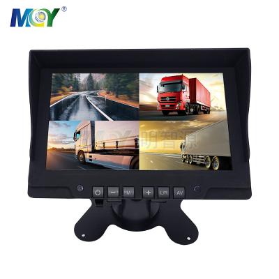 China Built-in Microphone 24V 7 Inch Support 4ch 1080P Reverse Camera Quad Mode AHD Monitor For Bus Truck Trailer for sale