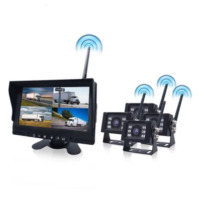 China Waterproof 24 Volt 4 Channel IP67 Waterproof 7 Inch Reverse Backup Truck Wireless Camera System for sale