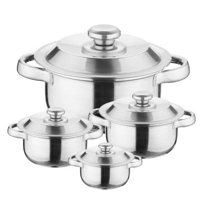 China Sustainable New Design 4 Pcs Stainless Steel Cookware Set Cheap Price Promotional Casserole Set Cooking Pot With Handles for sale