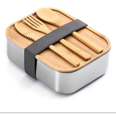 China 18/8 1500ml Stainless Steel Bento Box Lid Food Container 304 Stainless Steel Eco-friendly Leakproof Bamboo Lunch Box for sale