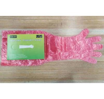 China Epidemic Prevention of Cattle/Cattle Breeding Disposable Long Arm Veterinary Gloves, Wide Type, Red, 100pcs/box for sale