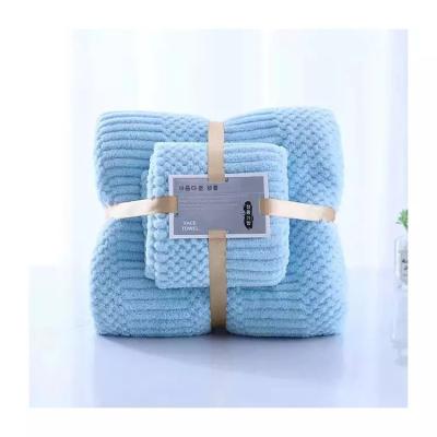 China Luxury Cheap Price Child Safe High Density Coral Fleece Bath Body Towel Set for sale