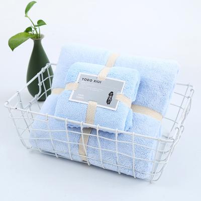 China Wholesale Child Safe Coral Velvet Absorbent Towel 2 Pieces Set Gift Thickened Bath Towel Set Logo Beach Mother Set Wholesale Towel for sale