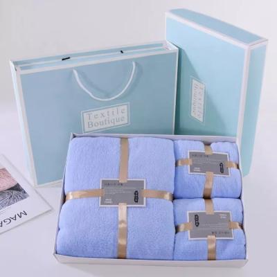 China Child Safe Good Quality Hotel Towels Home Bath Sets Highly Absorbent Soft Coral Fleece Skin-Friendly 3 Piece Bath Towel Set Wedding Souvenir for sale