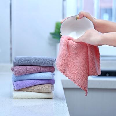 China Sustainable House Cleaning Cloth Microfiber Solid Color Washable Towel For Towels for sale