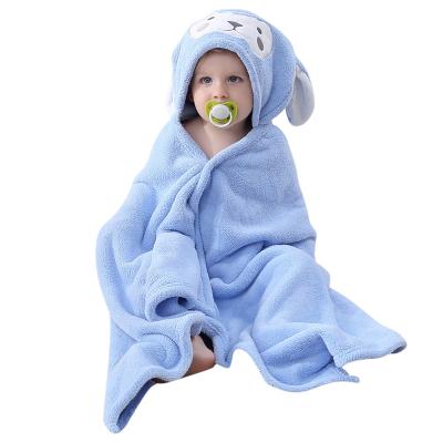 China Animal Head Baby Fleece Flannel Towel Baby Bath Poncho Hooded Towel Safe For Cartoon Kids for sale