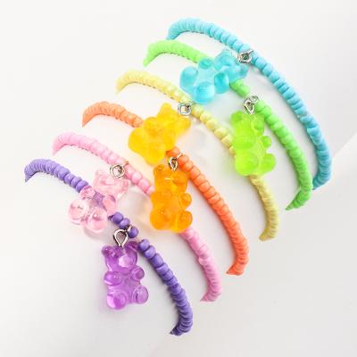 China Wholesale 6pcs/set Cartoon Beaded Bracelets Bear Bracelet Lovely Bead Bracelets Jewelry For Girls for sale