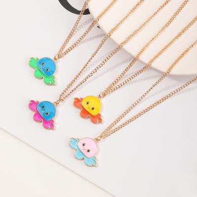 China Wholesale Fashion Cartoon Octopus Jewelry Necklace Octopus Reverse Gold Plated Necklace For Girls for sale