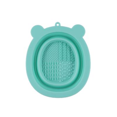 China Collapsible Soft Collapsible Pad Wash Silicone Makeup Brush Cleaner Bowl for sale