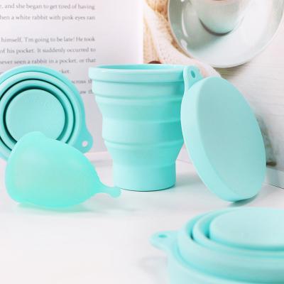 China Custom Logo Folding Reusable Food Grade Microwave Safe Silicone Storage Disinfection Collapsible Cup For Outdoor Traveling for sale