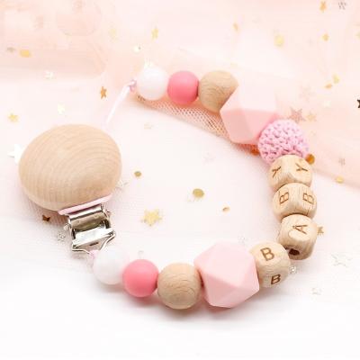 China BPA Free Name Silicone Individual Pacifier Chains Chain Baby Teething Safe Teether Eco-Friendly Pacifier Clips Holder Chain for sale