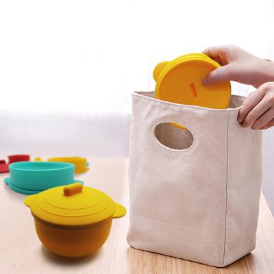 China Safety Eco-friengdly Non-Toxic Collapsible Anti-Drop Collapsible Food Complementary Bowl With Lid for sale