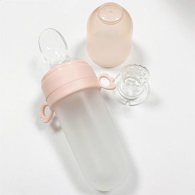 China Toddler 50ml BPA Food Fruit and Vegetable Baby Bottles Milk Feeder Newborn Silicone Free Squeeze Feeding Bottle with Spoon and Nipple for sale