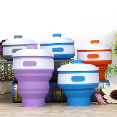 China Durable Portable Collapsible Silicone Drinking Water Cup Gargle Solid Color Collapsible Coffee Mugs For Outdoor Travel for sale