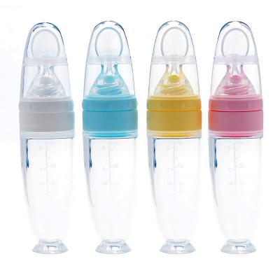 China 100% Termichy Eco-friendly Portable Squeeze Soft Conductive Silicone Spoon Bottle Feeding Babies With Dustproof Lid for sale