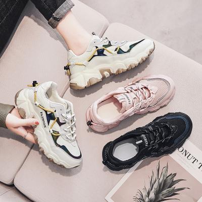 China 2020New Fashion Trend Women Sneakers Vulcanize Fashion Breathable Sportswear Sport Shoes Height Increasing Dad Female Outdoor Comfortable Shoes for sale