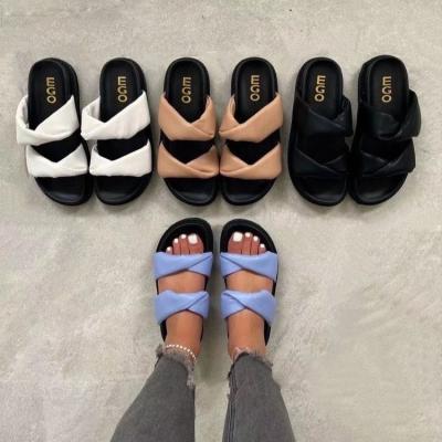 China Fashion Trend Women's Sandals Fashion PU Comfortable Leather Platform Sandals Open Toe Casual Women Beach Slipper Summer Home Slippers for sale