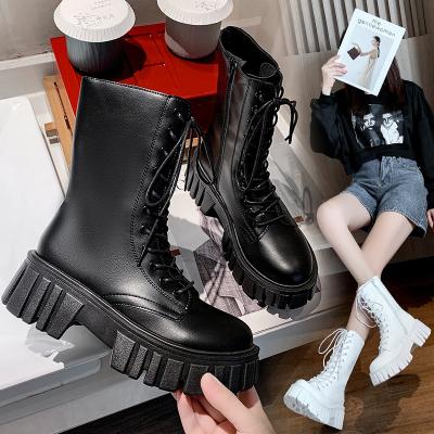 China New Designer Leather Platform High Anti-slippery Heel For Shoes Women Ankle Boots Ladies Vulcanized Chunky Sneakers Botas De Mujer for sale