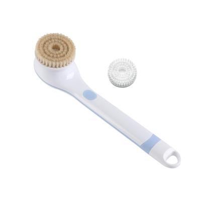 China Long Handle C&C2 in1 Nature Bristle Plastic Body Massager Bath Brush 2 Speed ​​Electric Rotating Shower Bath Brush with Long Handle for sale