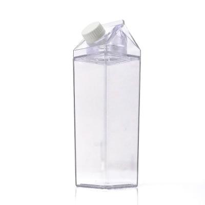 China Hot Sale 500ml 1000ml Clear Transparent Empty Square Water Bottle Milk Carton Acrylic Plastic Box Stocked For Sale for sale