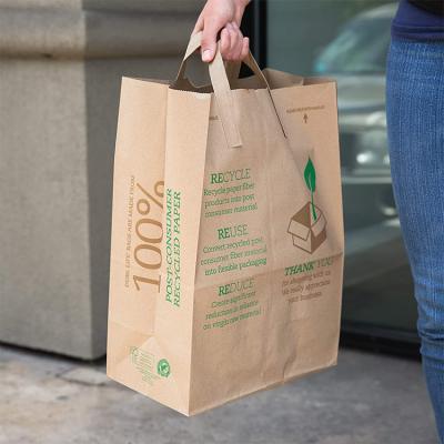 China Wholesale cheap biodegradable restaurant takeout packaging custom brown kraft paper food delivery bag with handle for sale