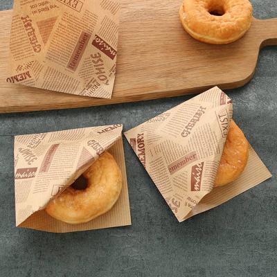 China Restaurant Supply Kraft Paper Sandwich Donut Bread Hamburger Paper Food Packing Pouches bag for sale