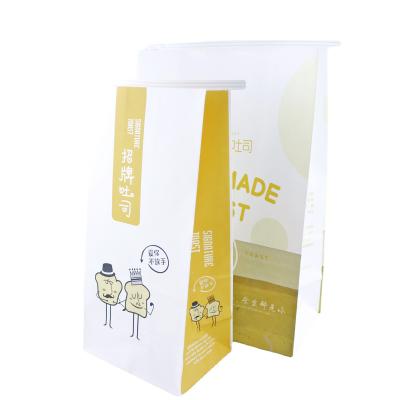 China White kraft crimping sealing beading food cake sealing bread coated paper bag en venta