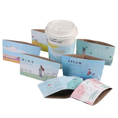 China High quality creative disposable coffee milk tea chocolate cold hot drink paper cups wtih lid and kraft paper sleeve for sale