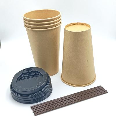 China Thick Drinking Accessories Party Supplies12oz Disposable Kraft Hot Beverage Paper Coffee Cups with Lids, for sale