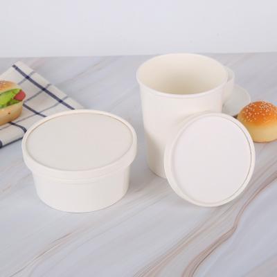 China Takeaway packaged porridge bucket porridge porridge bowl one-time custom logo white kraft paper bowl custom for sale