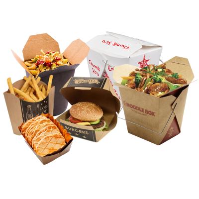 China cheap custom disposable restaurant takeaway biodegradable printed kraft paper fast food packaging box for sale