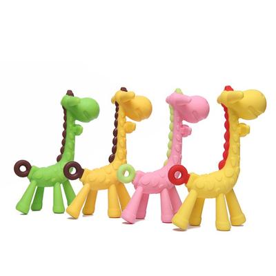 China 100%food grade Silicone Teether Food Guard Silicone Giraffe Teethers BPA Free Calm Babies Teething Relief Wound Sticks For Newborn Infant And Toddler for sale