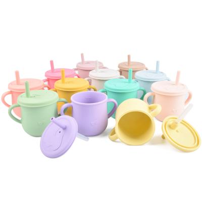 China Wholesale BPA Free Food Grade Silicone Infant And Toddler Learn Drinks Cup BPA Free Heat Resistant Silicone With Straw Cup for sale