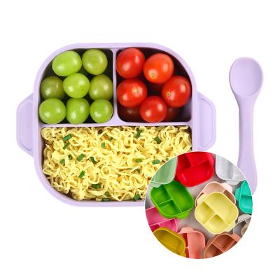 China 100% Safe Silicone Dishes For Toddlers Divided Dishes Baby Non-Toxic Free Dishwasher Non-Slip And Microwave Friendly And Shatterproof for sale