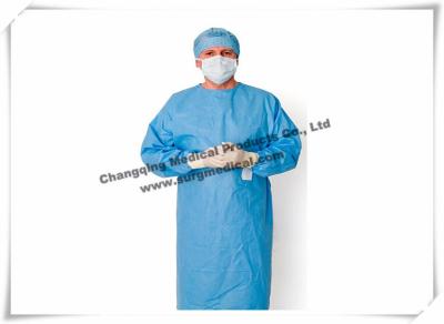 China 5 Layer Fabric Disposable Surgical Gowns AR+AS Treated With Knitted Cuffs for sale