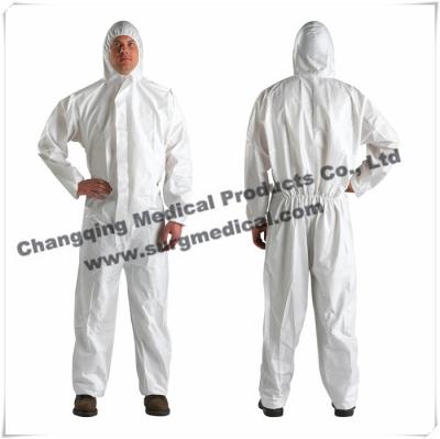 China Surgical Resistant Disposable Hooded Coveralls Different Collar Waist Design for sale