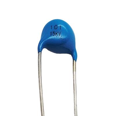 China Electronic Component Blue Disc Capacitor 15kv 100pf 101k Ceramic Welding Machine Capacitor for sale