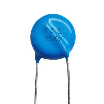 China Blue Ceramic Capacitor 15kv 1000pf 102k High Frequency Pulse Electronic Component Disc Ceramic Capacitor for sale