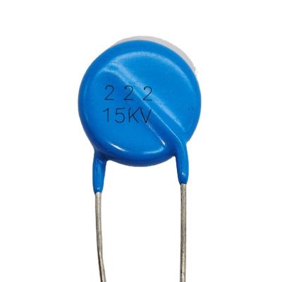 China SO2 Blue Ceramic Lasers High Voltage Capacitor 15kv 2200pf 222k Electronic Component Disc Ceramic Capacitor for sale