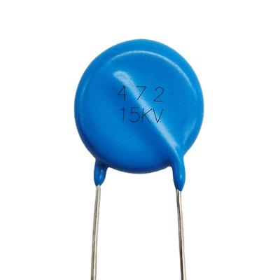 China HF Capacitor 15kv 4700pf 472k Ceramic Ballast Lead Type Electronic Component Blue Disc Ceramic Capacitor for sale