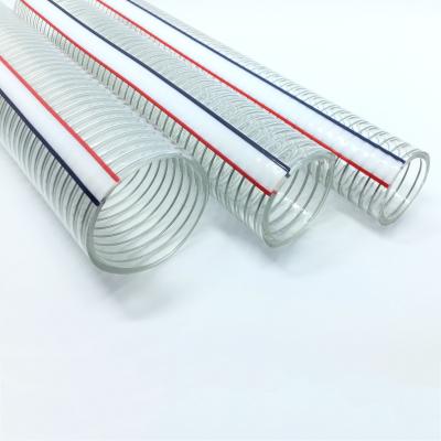 China Water/powder/granule suction & Transparent Discharge Pvc Steel Wire Industrial Water Discharge Hose for sale