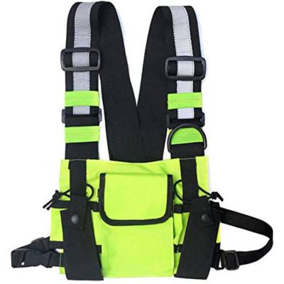 China Polyester Customized Chest Radio Harness Hip Hop Reflective Vest Pack Front Waist Pouch Women Chest Bag For Men for sale