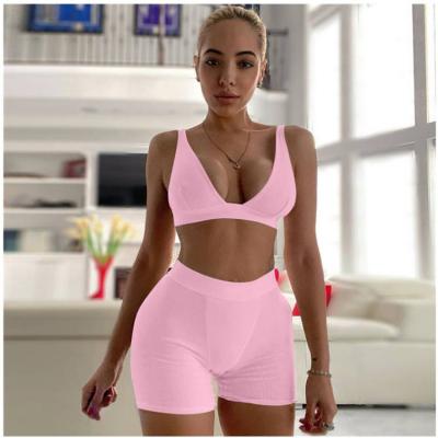 China New Breathable Summer Fashion Crop Tops And Shorts Streetwear 2 Pieces Set Women for sale