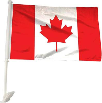 China Hot Selling Health Care Institutes Double Side Printing Canada Car Flag Window Clip Flag for sale