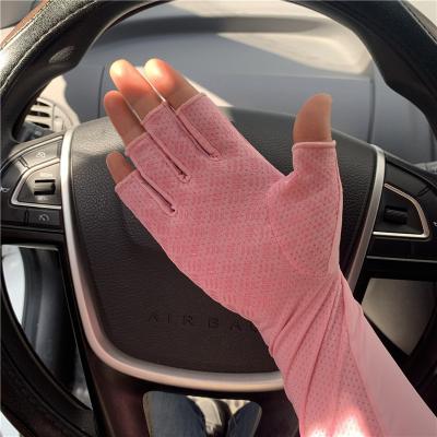 China UV Protection Ladies Half Finger Sheaths Gloves Anti-slip UV Sunscreen Workout Long Arm Cover Gloves for sale