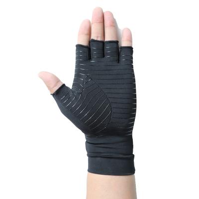 China Copper Nylon Half Finger Copper Nylon Compression Arthritis Gloves for sale